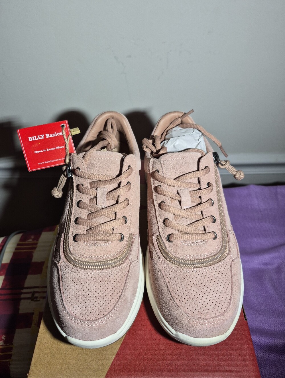 Women's "Billy COmfort Jogger" Blush Suede Lace-Up Sneakers W/Zip Around